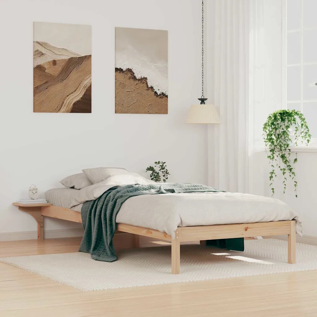 vidaXL Легло с нощни шкафчета Естествен 100 x 220 cm