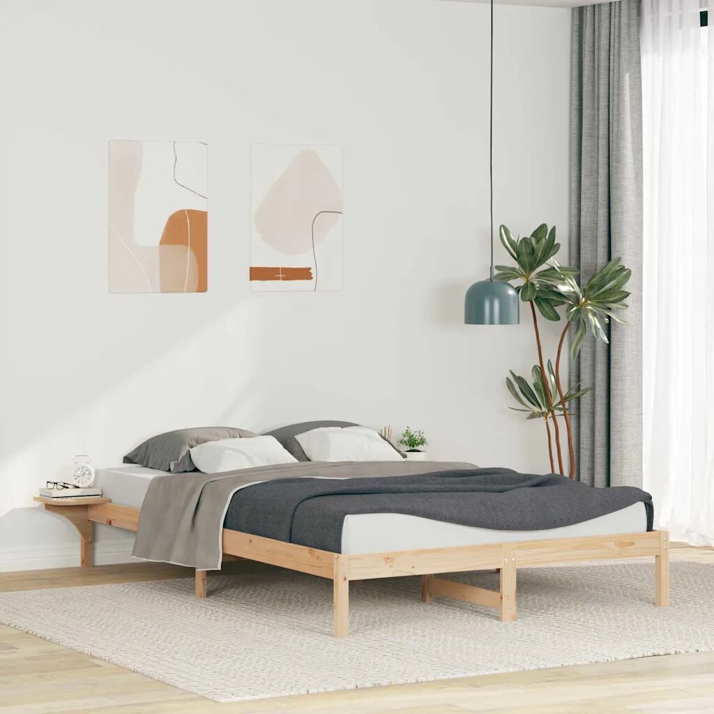 vidaXL Легло с нощни шкафчета Естествен 140 x 220 cm