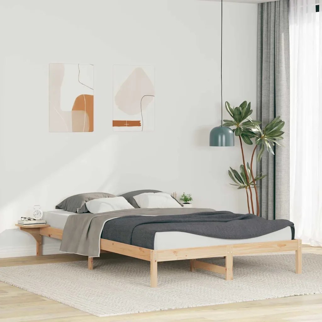 vidaXL Легло с нощни шкафчета Естествен 160 x 210 cm