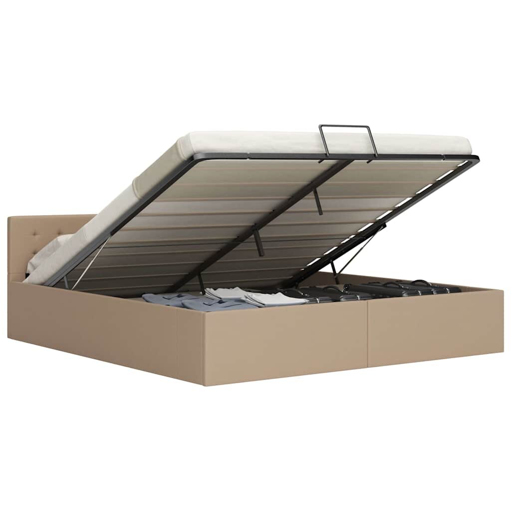 vidaXL Легло с повдигащ механизъм капучино изкуствена кожа 180x200 cм