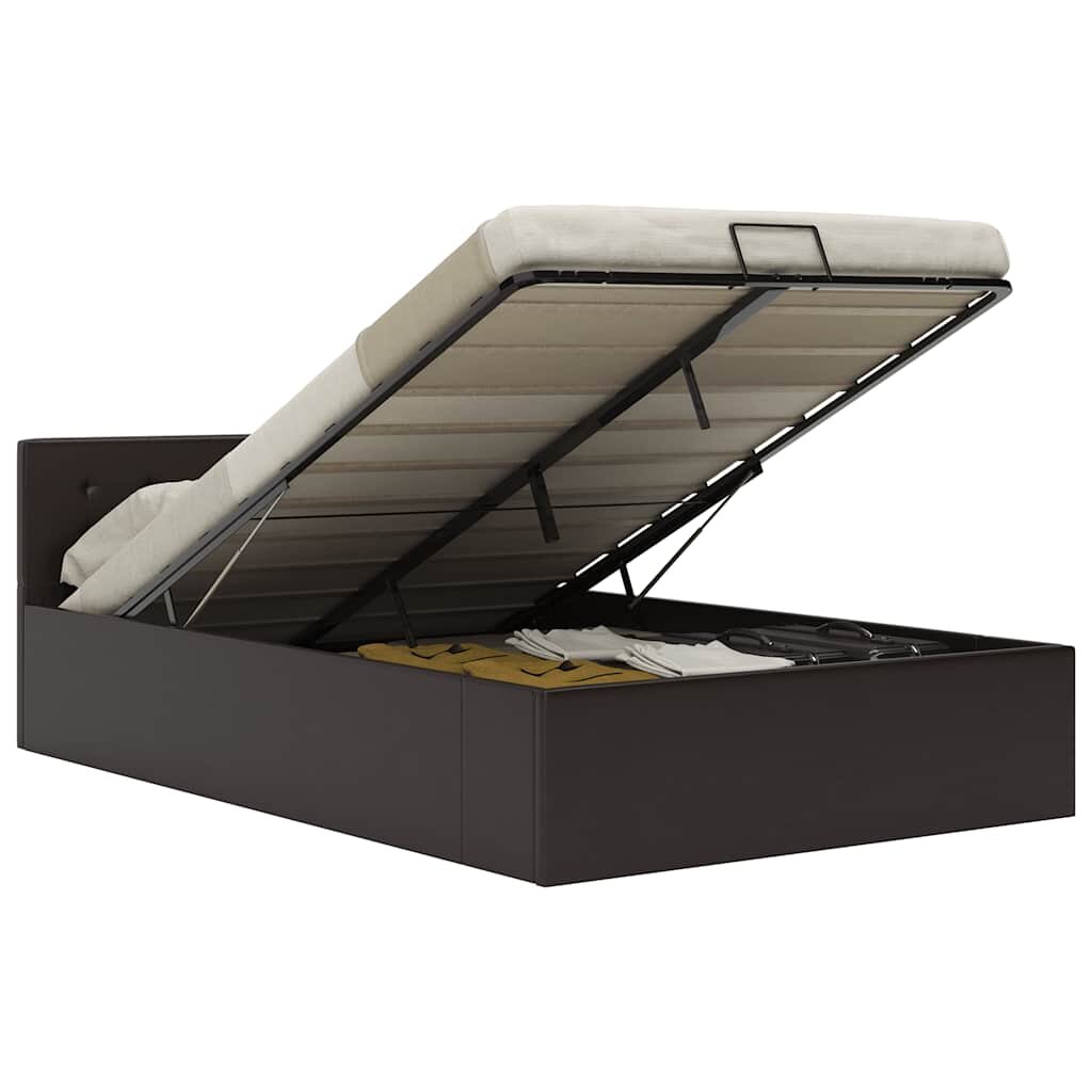 vidaXL Легло с повдигащ механизъм сиво изкуствена кожа 120x200 cм
