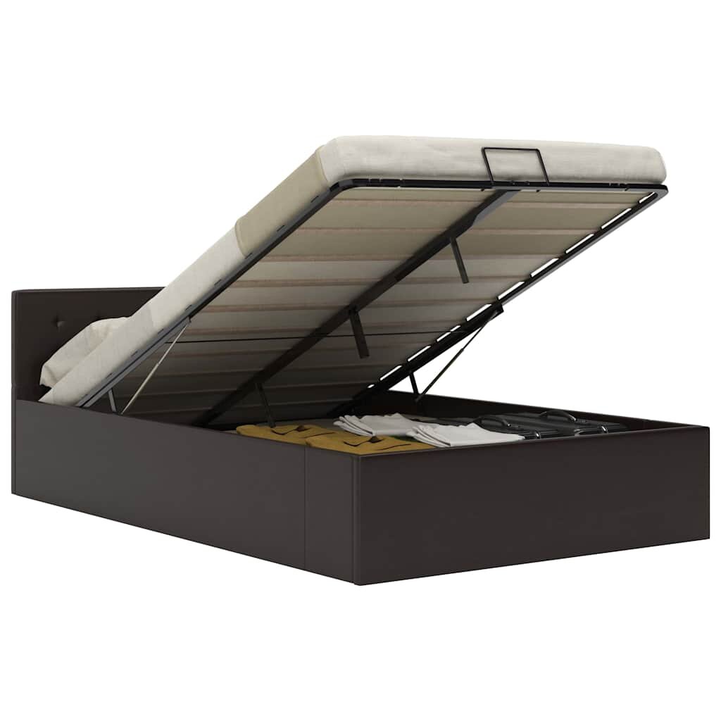 vidaXL Легло с повдигащ механизъм сиво изкуствена кожа 140x200 cм