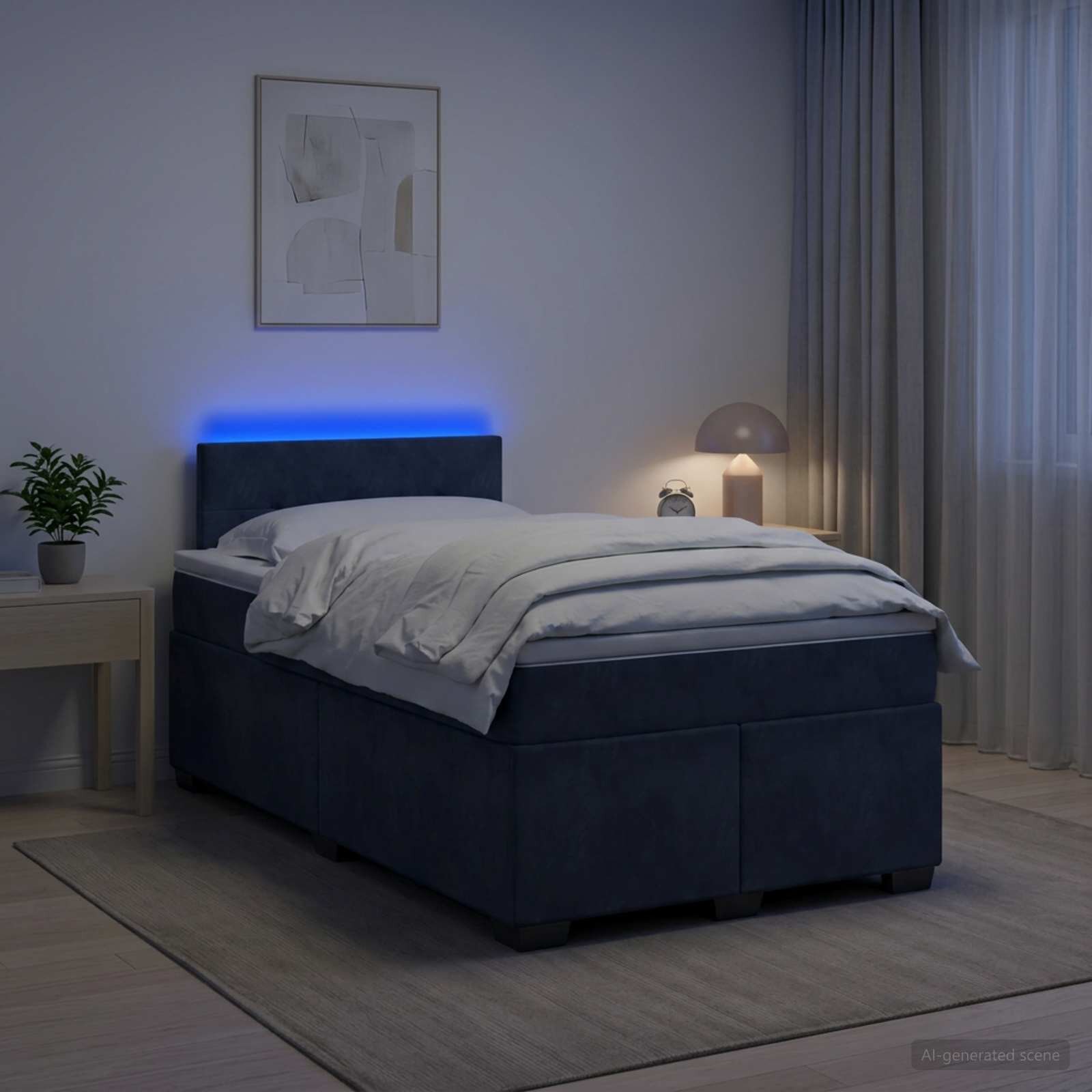 vidaXL Легло с пружина и матрак с LED Тъмносиво 120 x 190 cm Кадифе