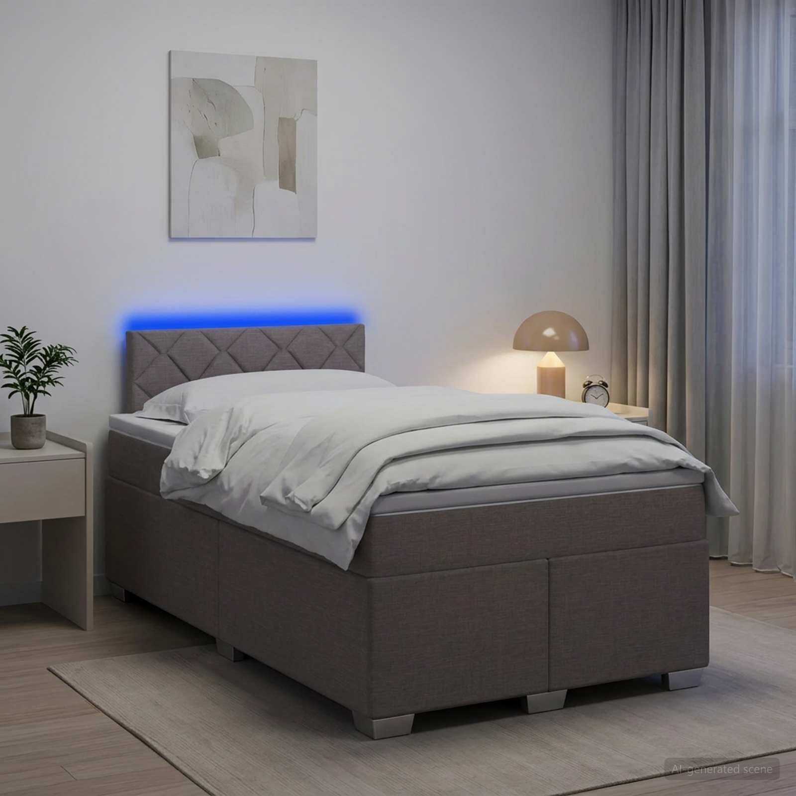 vidaXL Легло с пружина и матрак с LED Таупе 120 x 190 cm Текстил