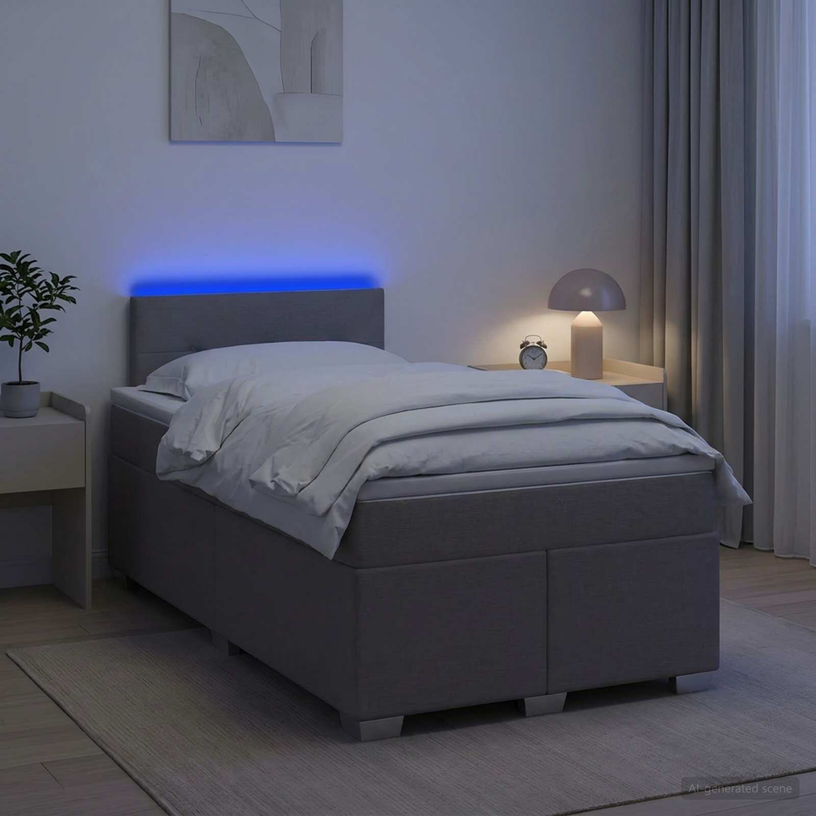 vidaXL Легло с пружина и матрак с LED Таупе 120 x 190 cm Текстил