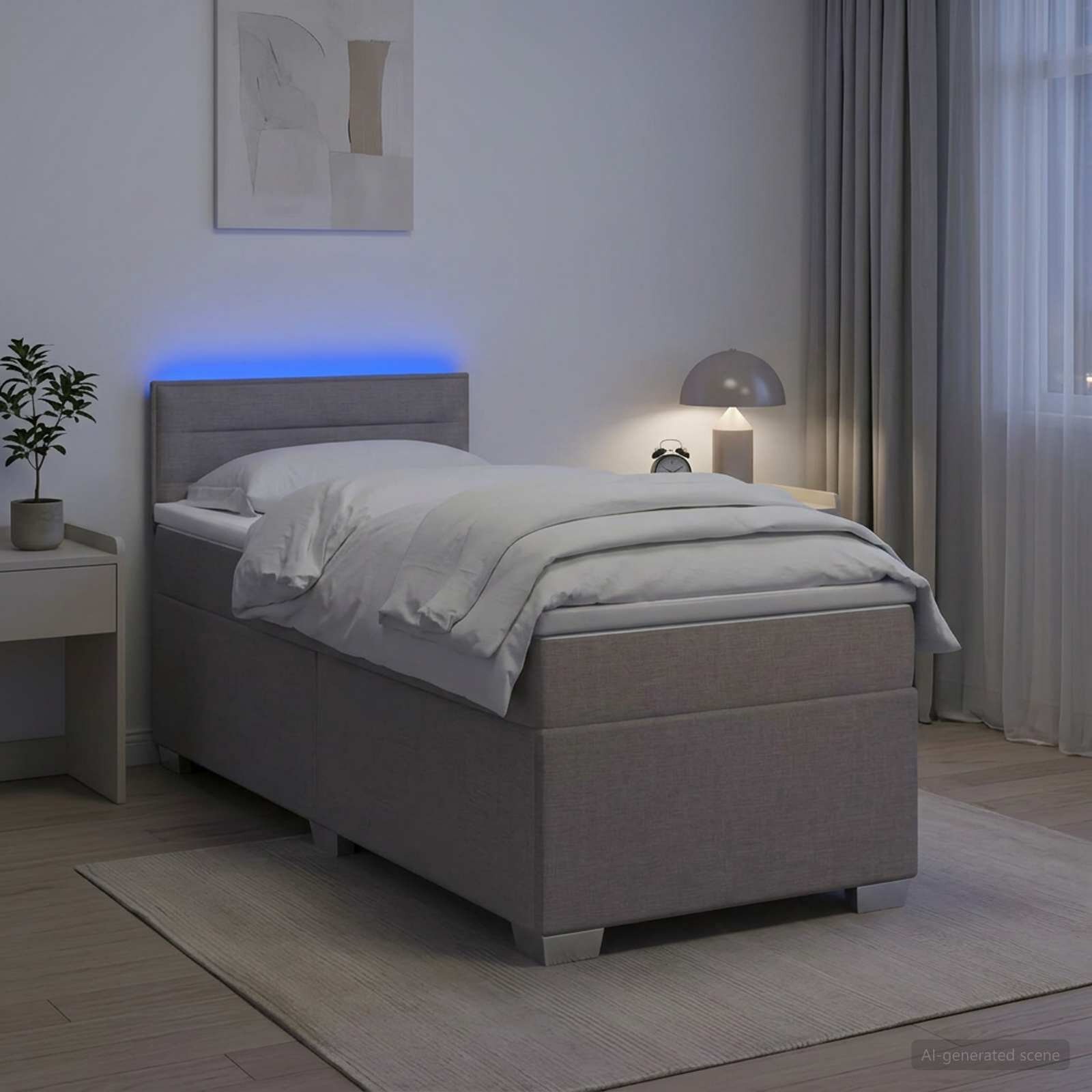 vidaXL Легло с пружина и матрак с LED Таупе 80 x 200 cm Текстил