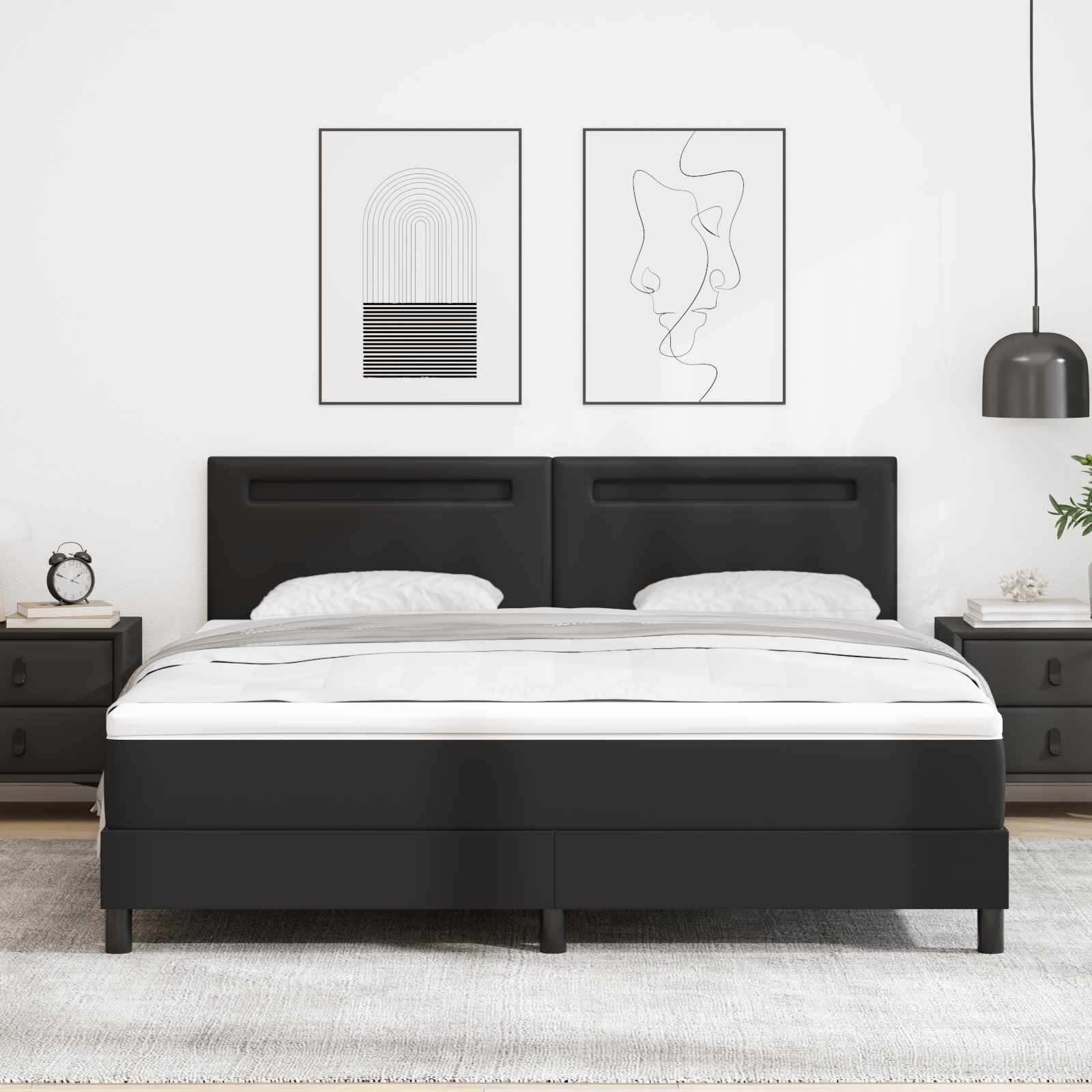 vidaXL Легло с пружинирана основа Черно 180 x 200 cm Изкуствена