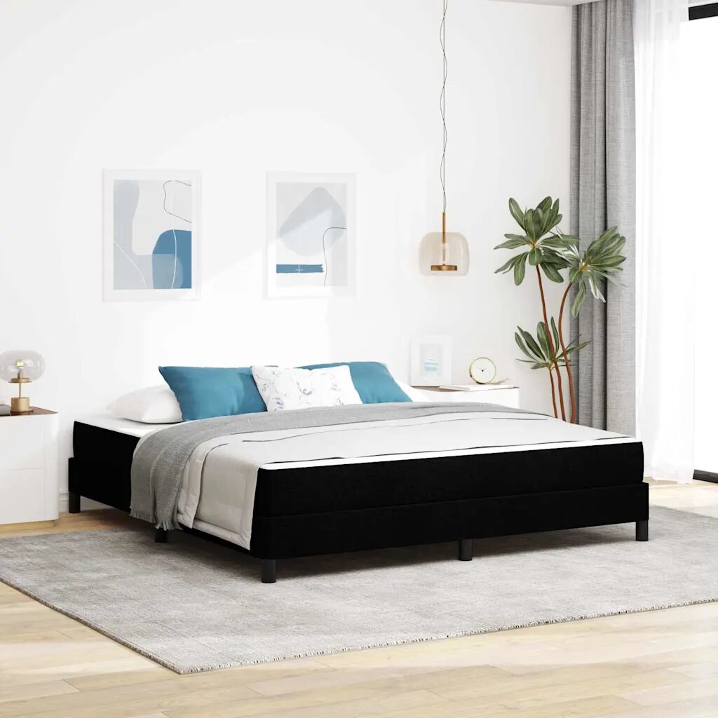 vidaXL Легло с пружинирана основа Черно 180 x 200 cm текстил
