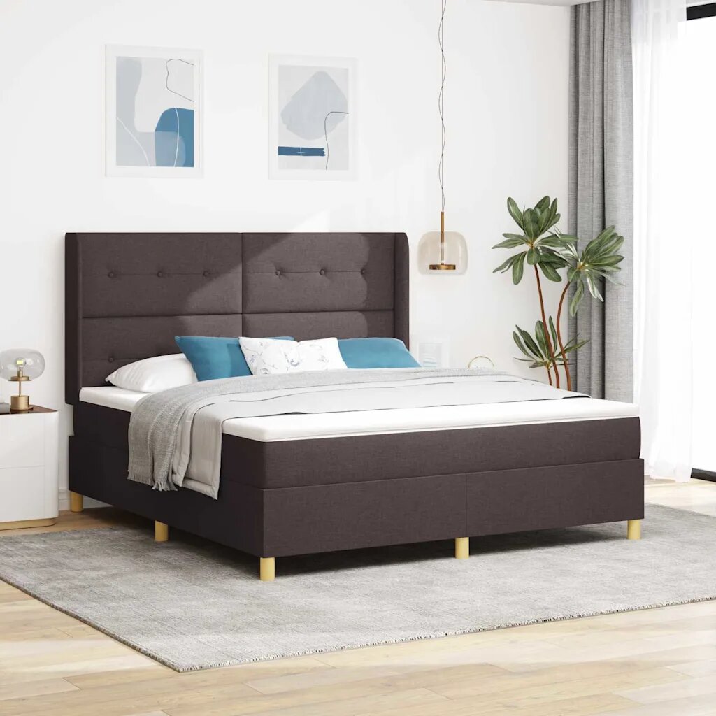 vidaXL Легло с пружинирана основа Кафяво 180 x 200 cm текстил