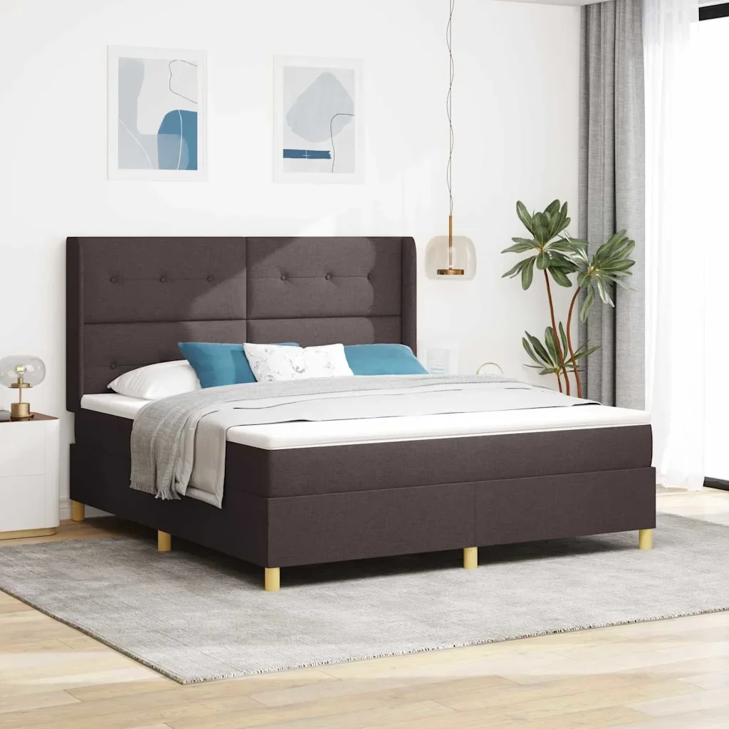 vidaXL Легло с пружинирана основа Кафяво 180 x 200 cm текстил