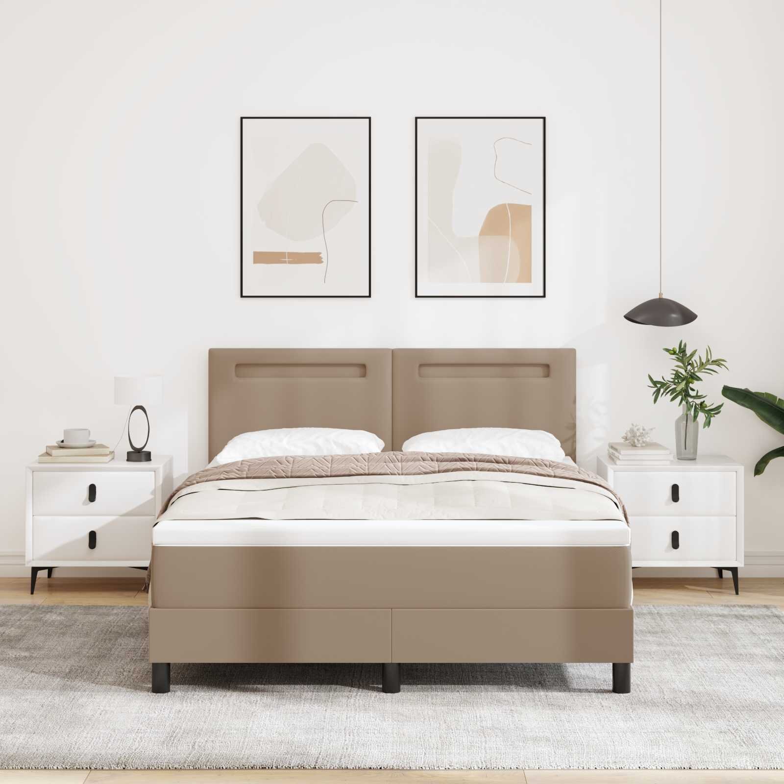 vidaXL Легло с пружинирана основа Капучино 140 x 190 cm Изкуствена