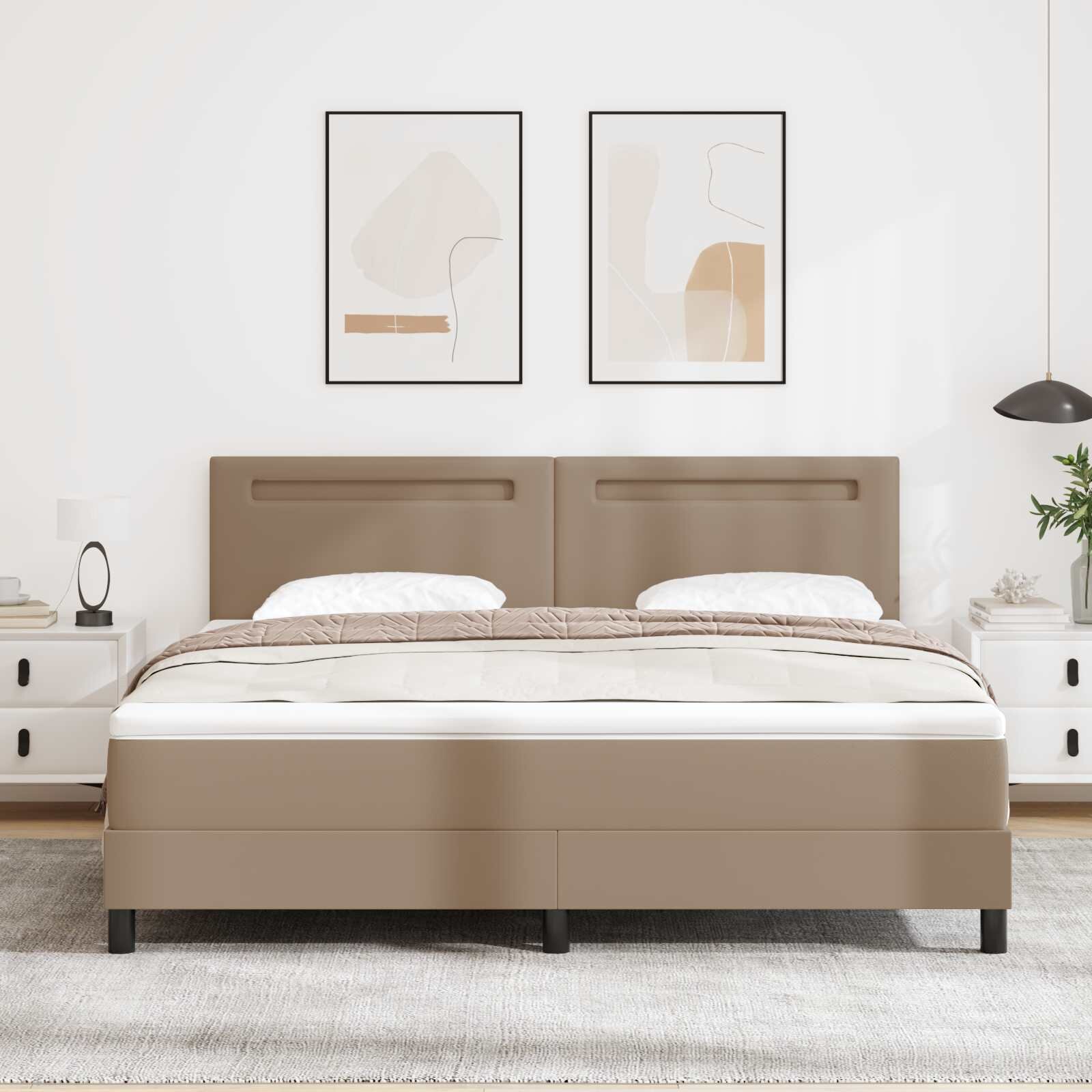 vidaXL Легло с пружинирана основа Капучино 180 x 200 cm Изкуствена