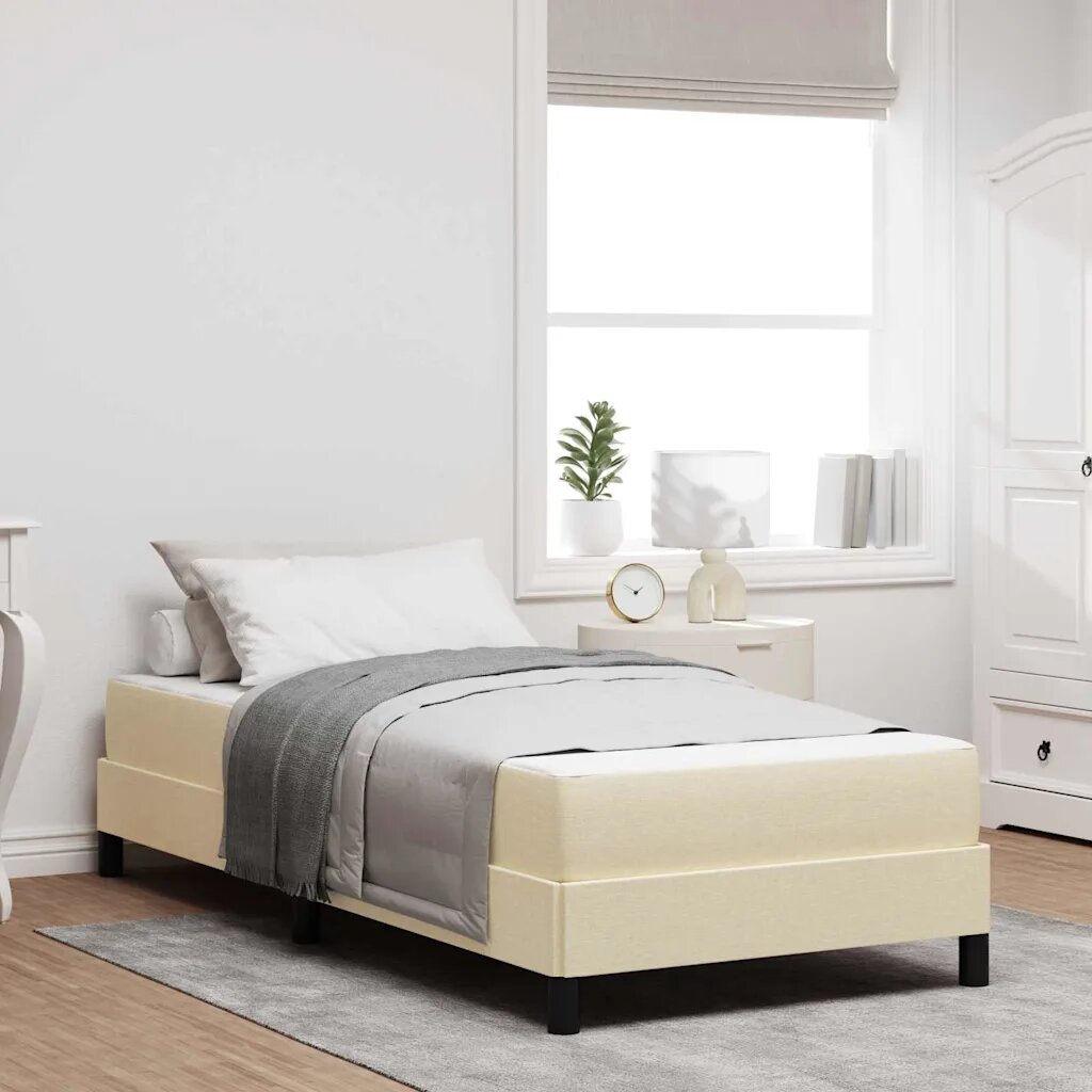 vidaXL Легло с пружинирана основа Крем 100 x 200 cm текстил