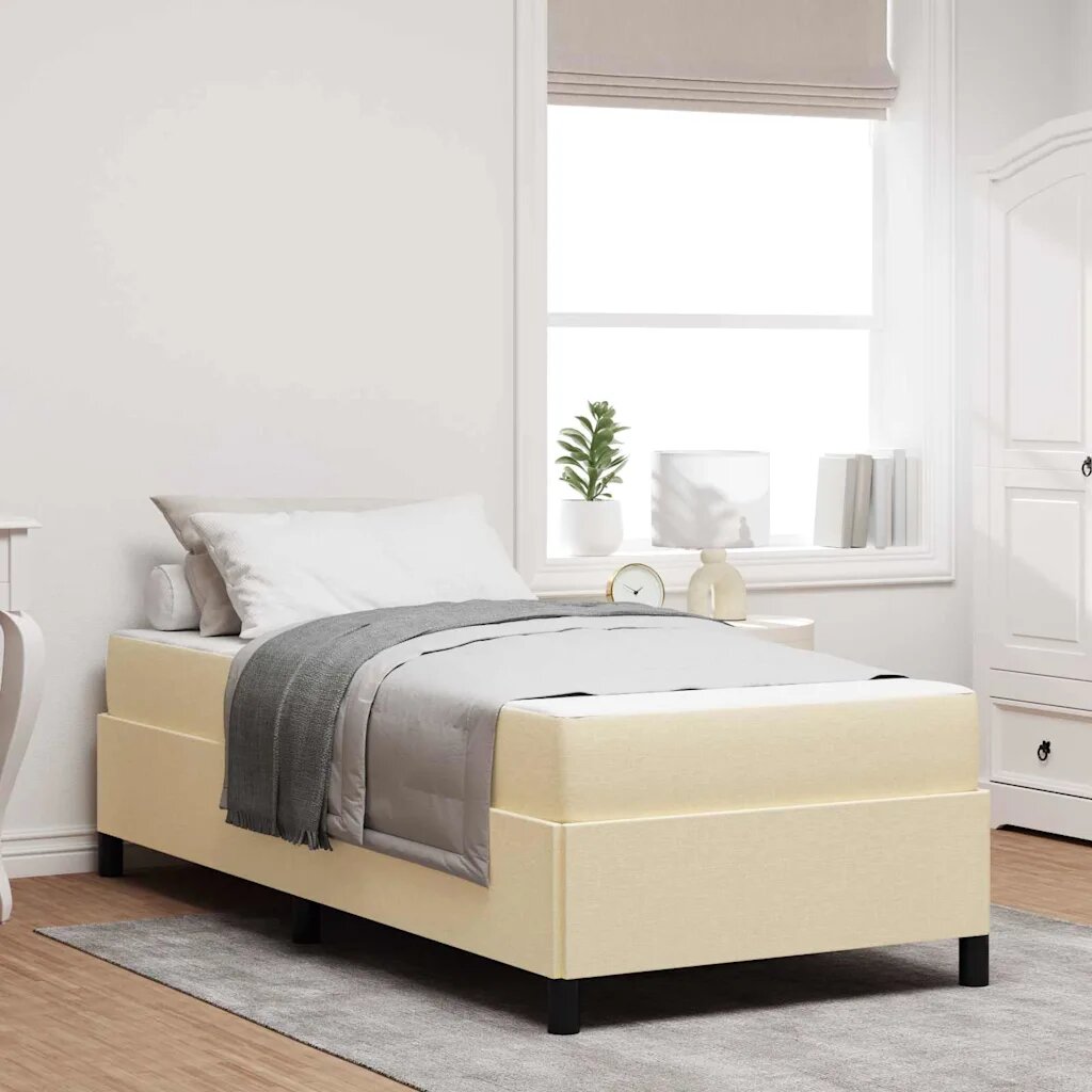 vidaXL Легло с пружинирана основа Крем 100 x 200 cm текстил