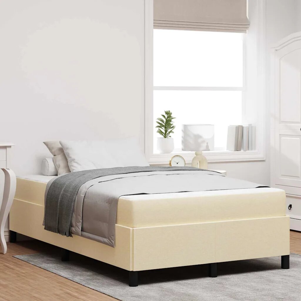 vidaXL Легло с пружинирана основа Крем 120 x 190 cm текстил