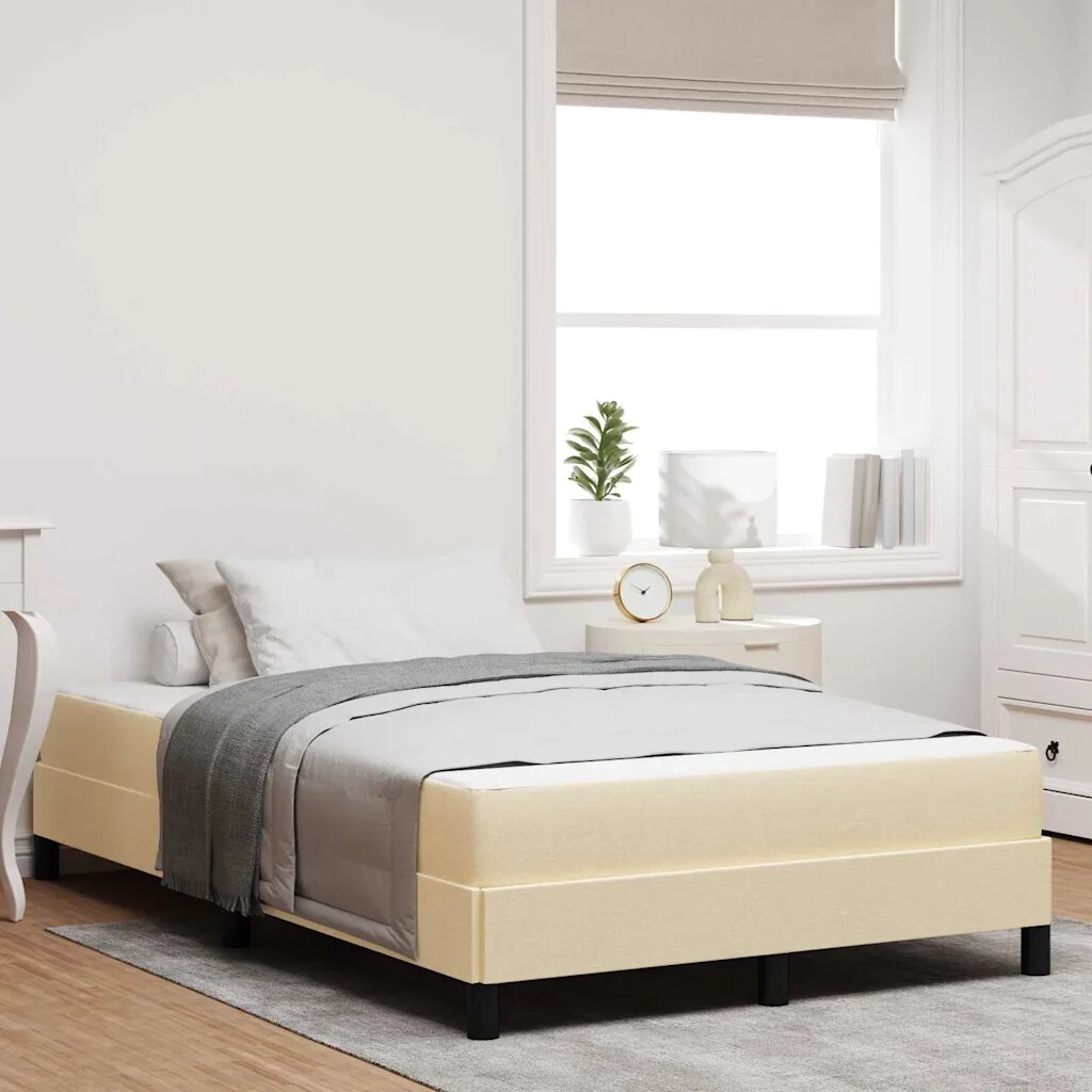 vidaXL Легло с пружинирана основа Крем 140 x 190 cm текстил