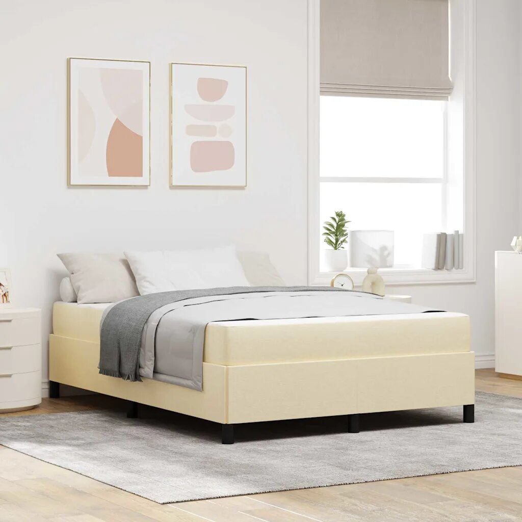 vidaXL Легло с пружинирана основа Крем 140 x 200 cm текстил