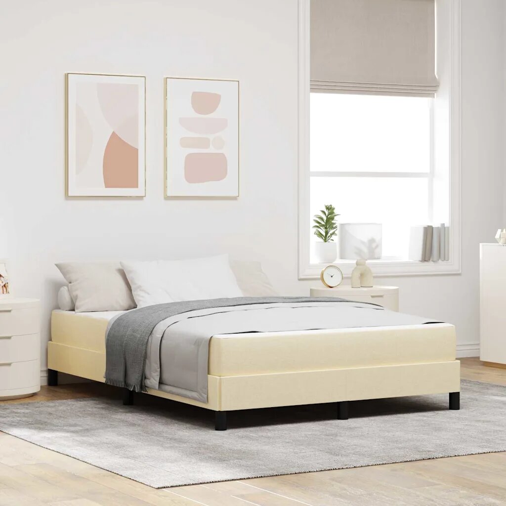 vidaXL Легло с пружинирана основа Крем 160 x 200 cm текстил