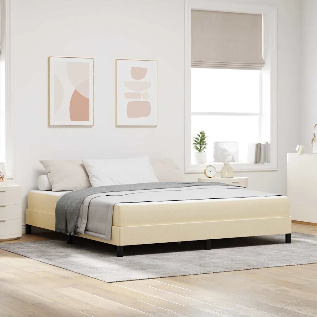 vidaXL Легло с пружинирана основа Крем 180 x 200 cm текстил
