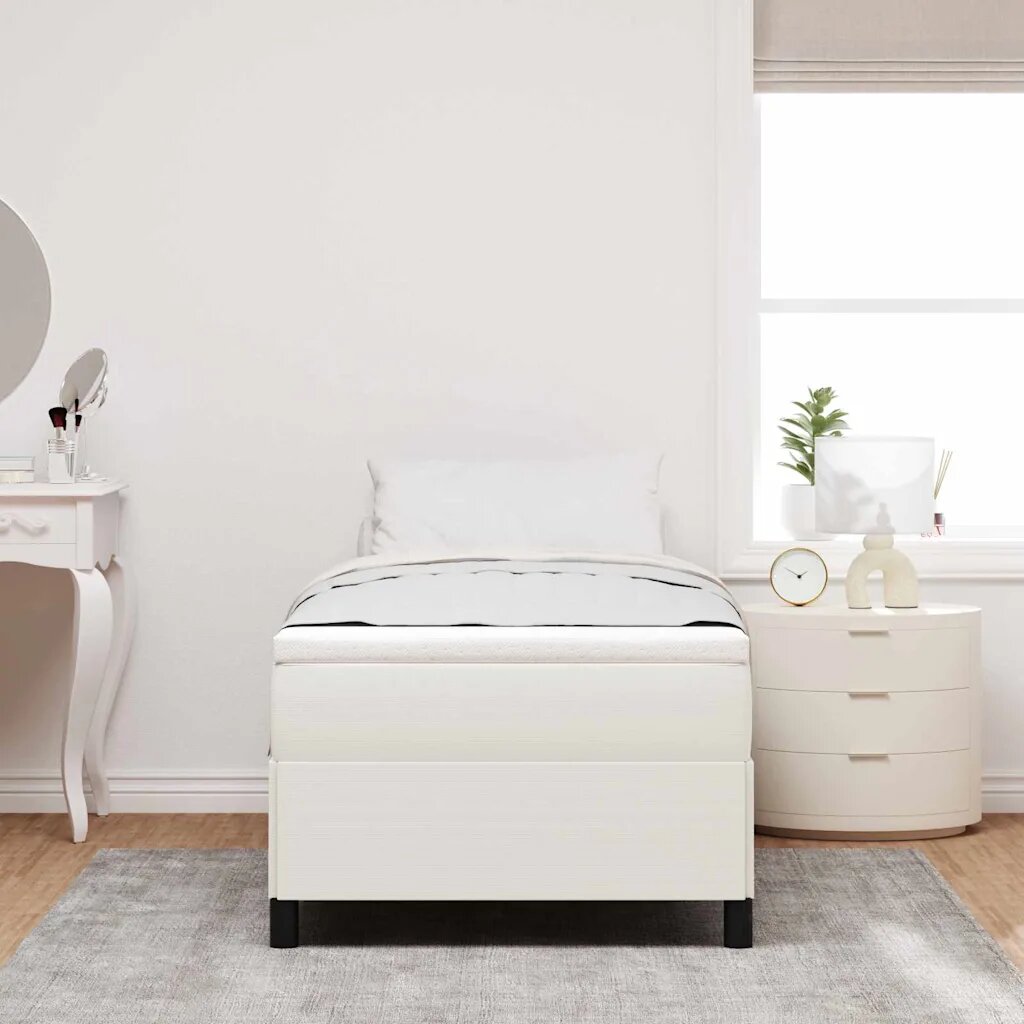 vidaXL Легло с пружинирана основа Кремаво 90 x 190 cm Кордюрова тъкан