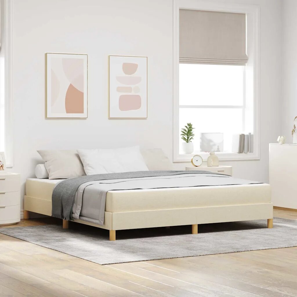 vidaXL Легло с пружинирана основа с матрак Крем 180 x 200 cm текстил