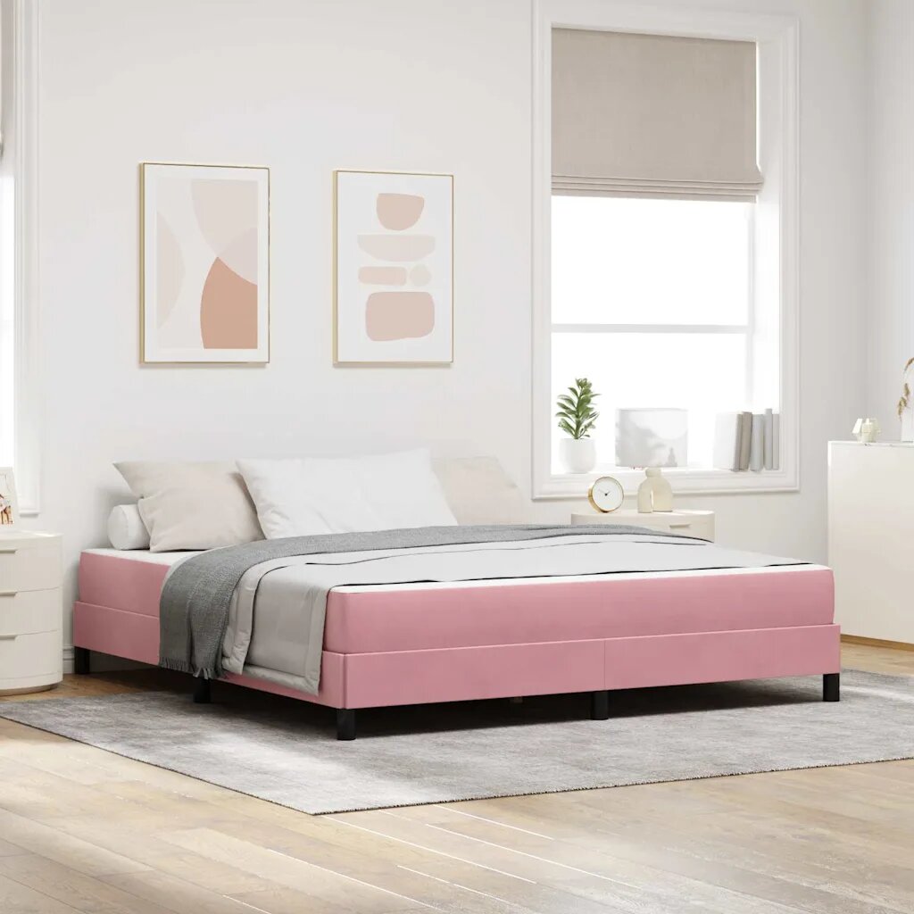 vidaXL Легло с пружинирана основа с матрак Розово 180 x 200 cm текстил