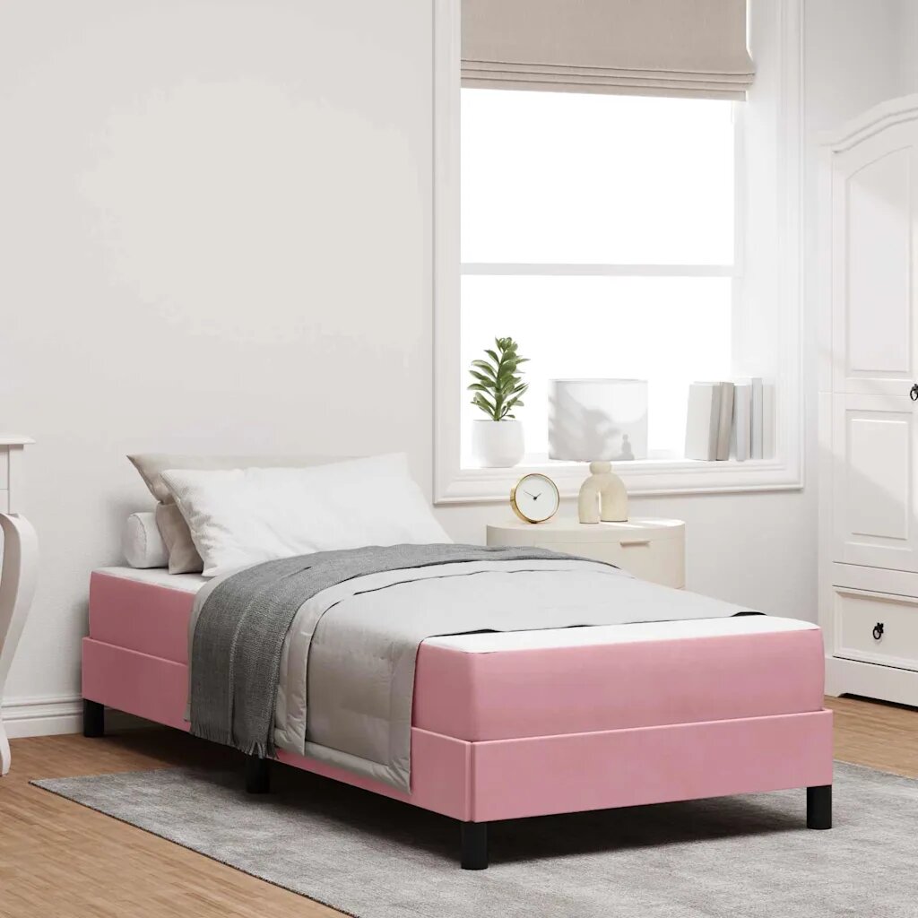 vidaXL Легло с пружинирана основа с матрак Розово 80 x 210 cm текстил