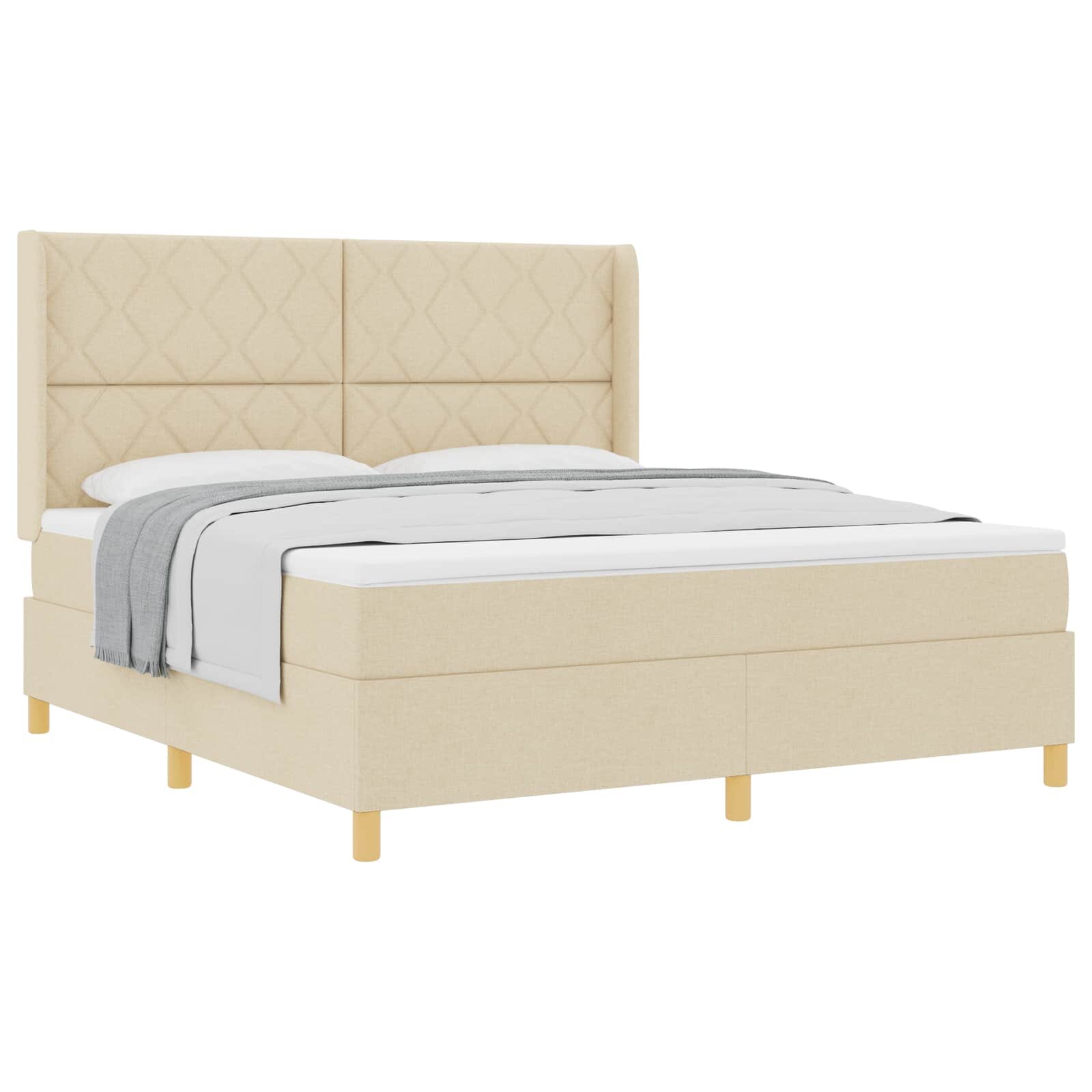 vidaXL Легло с пружинирана основа с таблото Крем 180 x 200 cm текстил