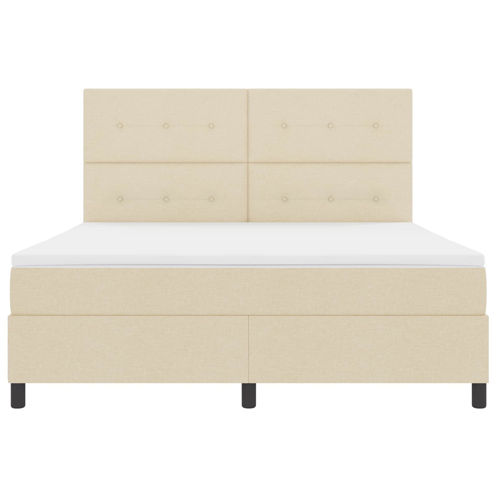 vidaXL Легло с пружинирана основа с таблото Крем 180 x 200 cm текстил