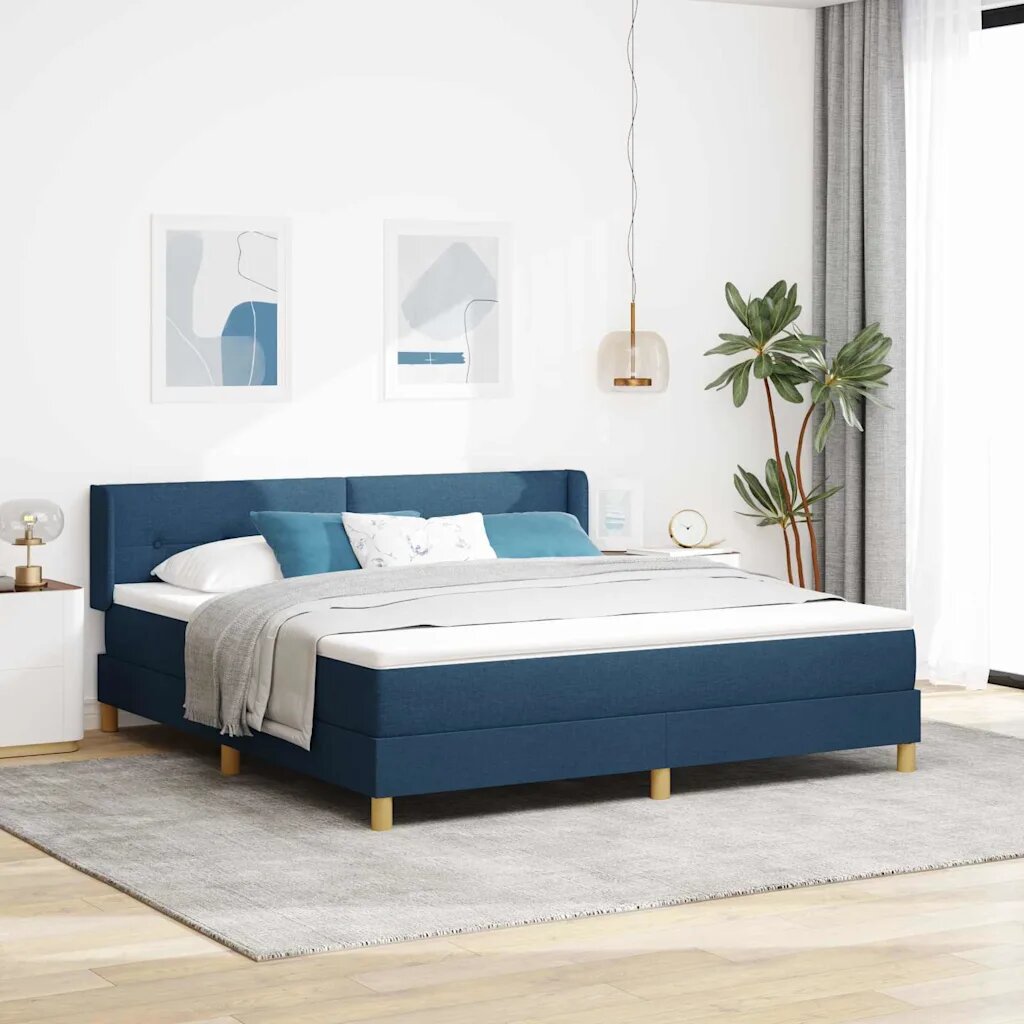 vidaXL Легло с пружинирана основа с таблото Синьо 200 x 180 cm текстил