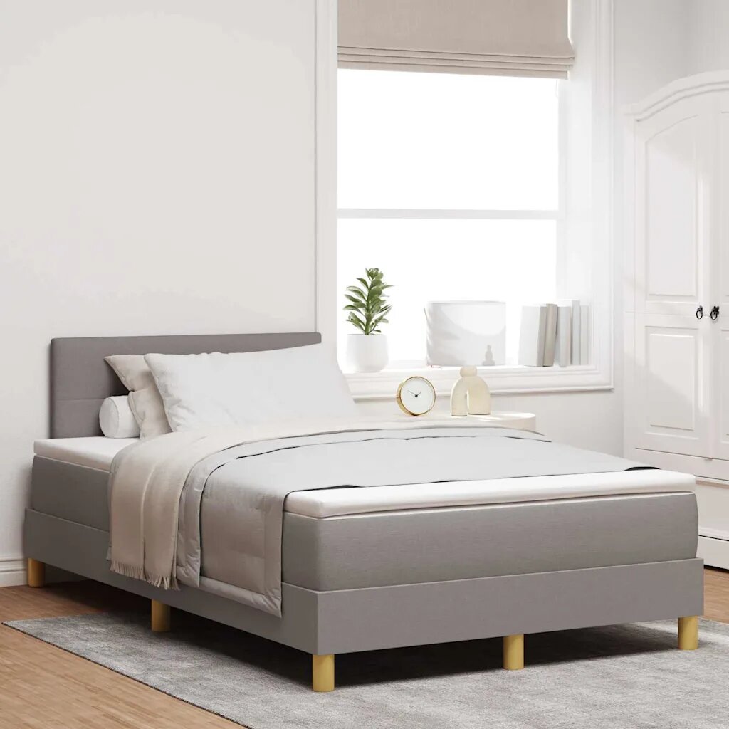vidaXL Легло с пружинирана основа с таблото Таупе 120 x 190 cm текстил