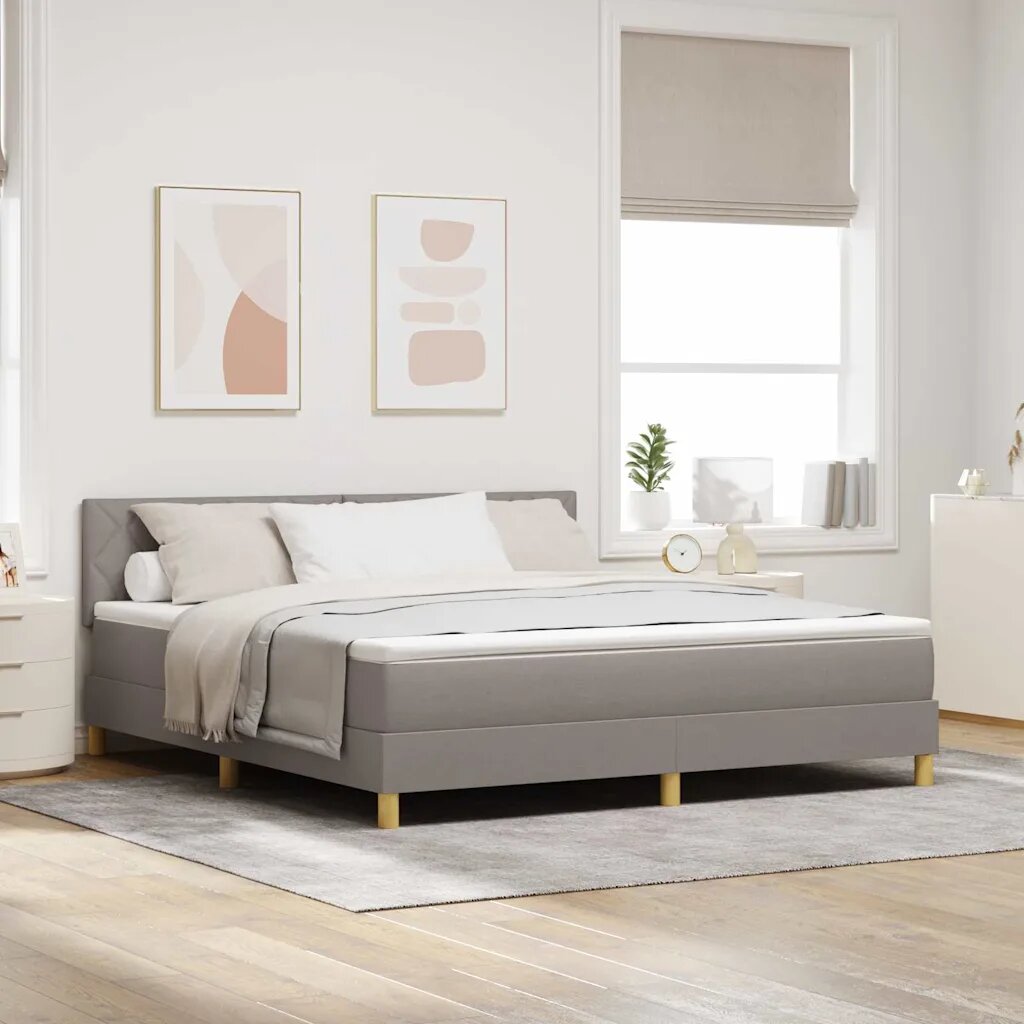 vidaXL Легло с пружинирана основа с таблото Таупе 180 x 200 cm текстил