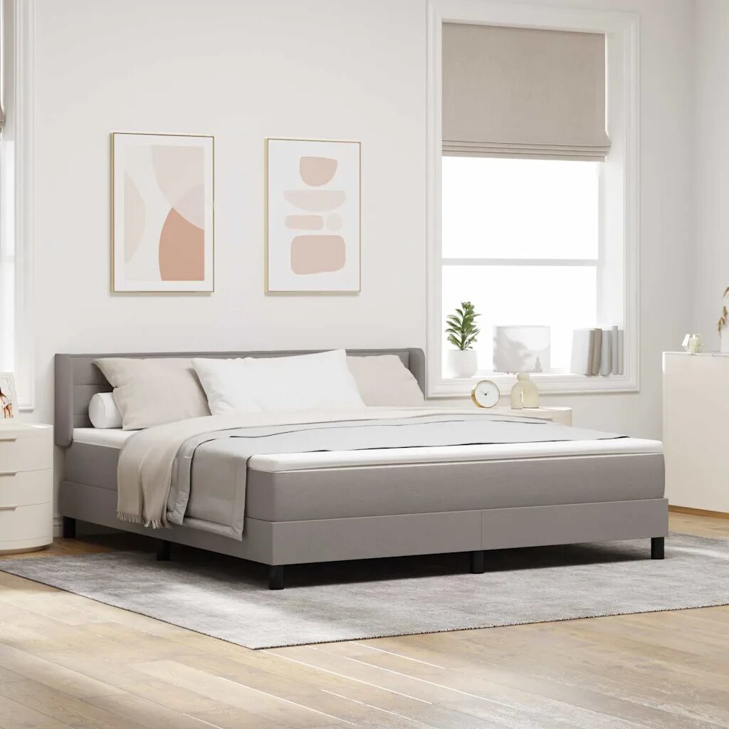vidaXL Легло с пружинирана основа с таблото Таупе 200 x 180 cm текстил