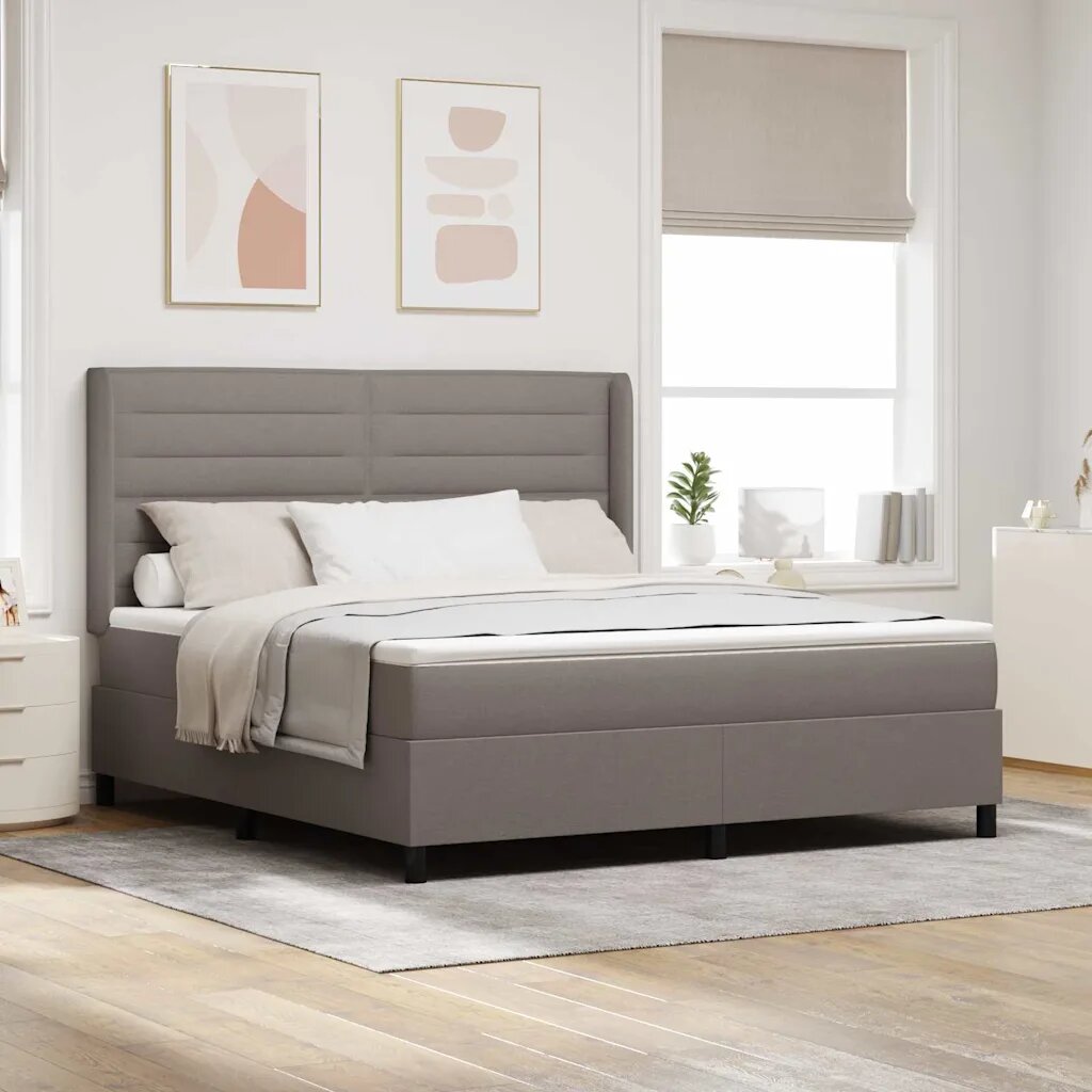 vidaXL Легло с пружинирана основа с таблото Таупе 200 x 180 cm текстил