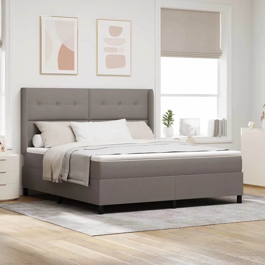 vidaXL Легло с пружинирана основа с таблото Таупе 200 x 180 cm текстил