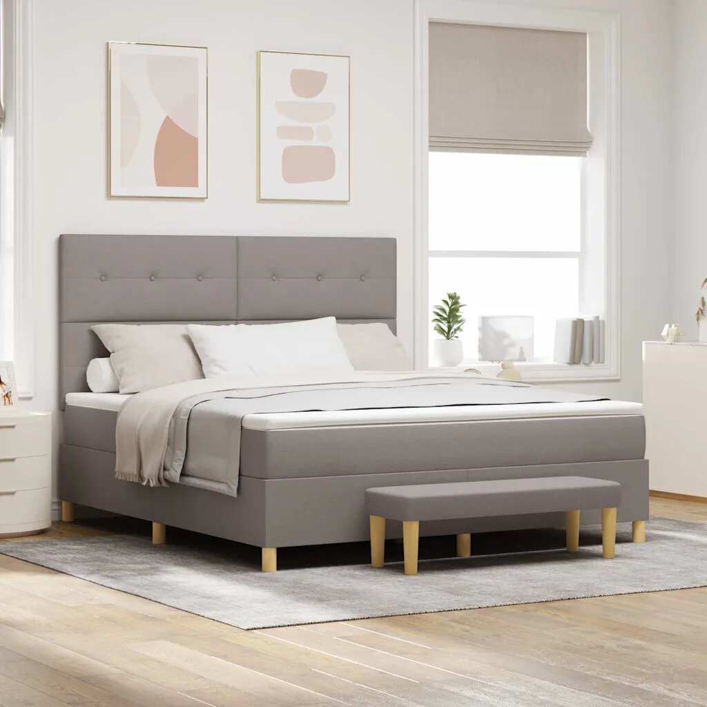 vidaXL Легло с пружинирана основа с таблото Таупе 200 x 180 cm текстил