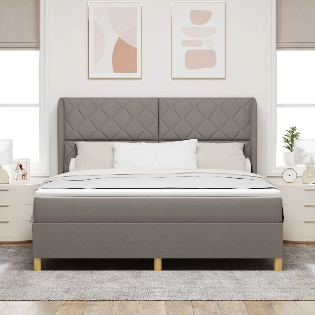 vidaXL Легло с пружинирана основа с таблото Таупе 200 x 180 cm текстил
