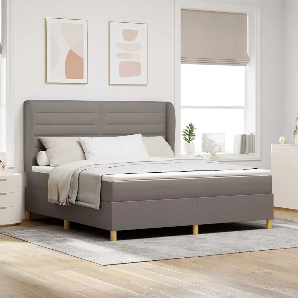vidaXL Легло с пружинирана основа с таблото Таупе 200 x 180 cm текстил