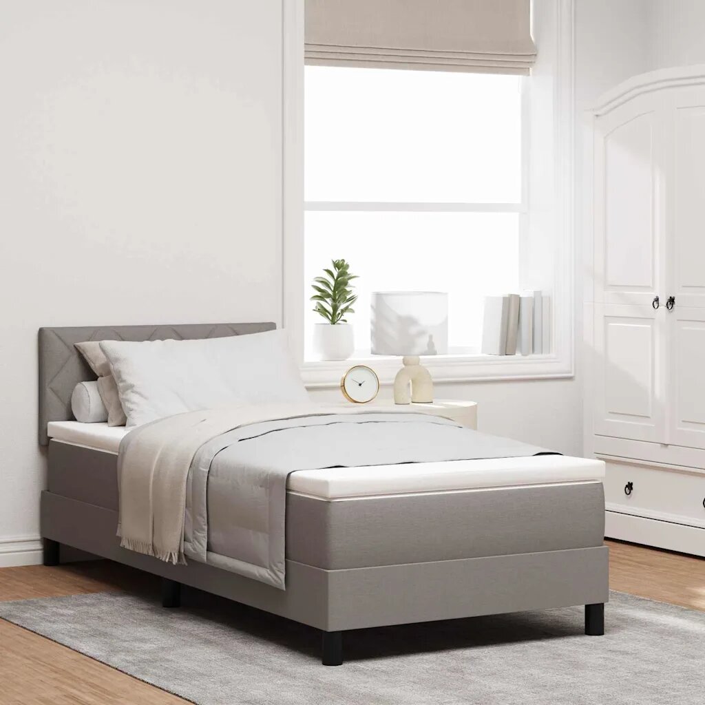 vidaXL Легло с пружинирана основа с таблото Таупе 90 x 190 cm текстил