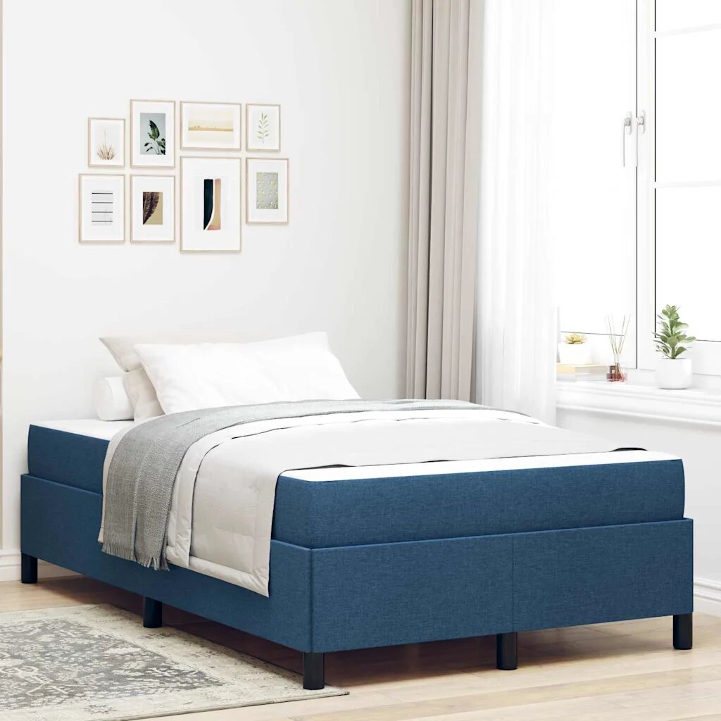 vidaXL Легло с пружинирана основа Синьо 120 x 190 cm текстил