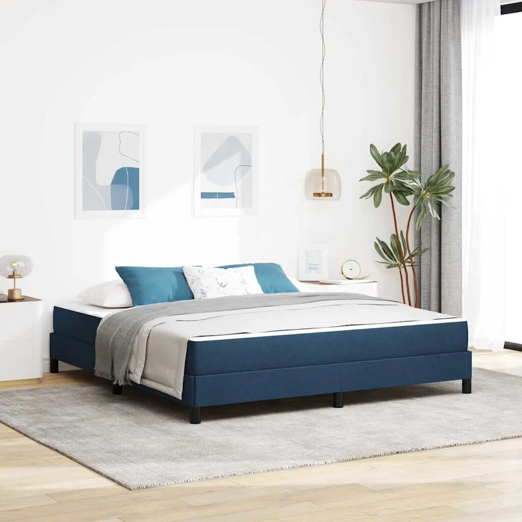 vidaXL Легло с пружинирана основа Синьо 180 x 200 cm текстил