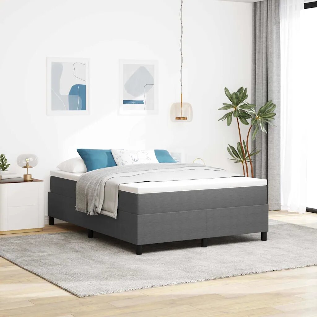 vidaXL Легло с пружинирана основа Светлосив и бял 140 x 200 cm