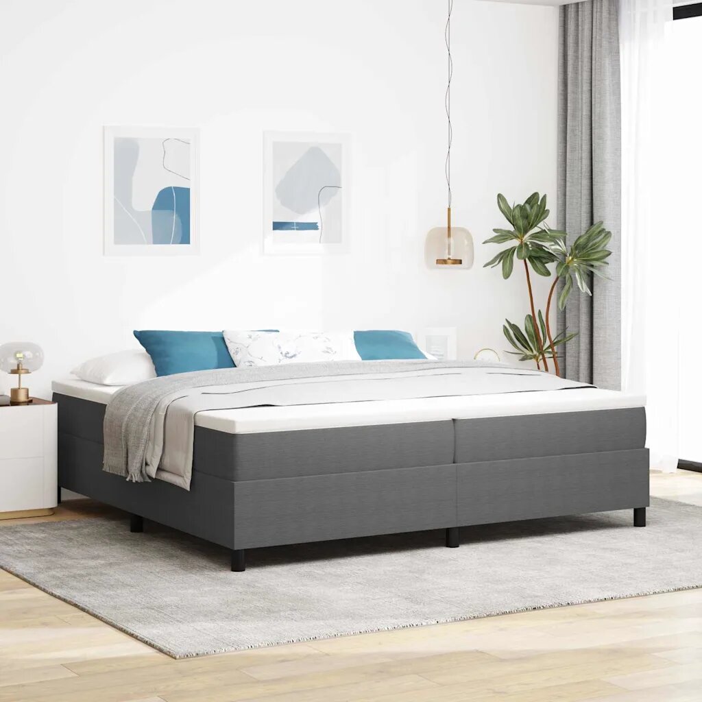 vidaXL Легло с пружинирана основа Светлосив и бял 200 x 200 cm