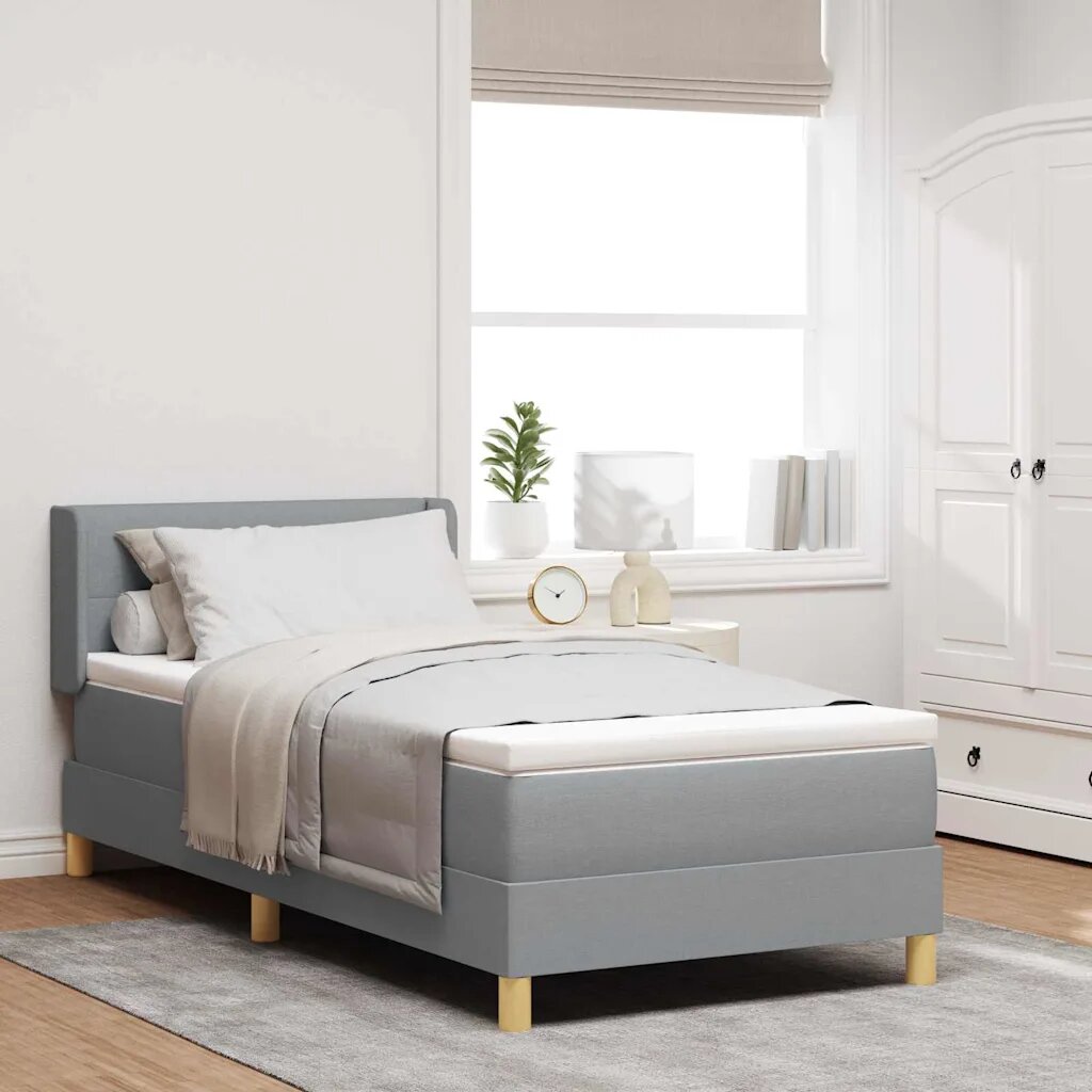 vidaXL Легло с пружинирана основа Светлосиво 190 x 90 cm текстил