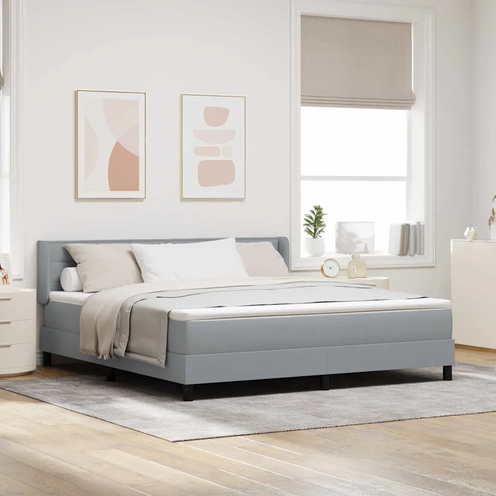 vidaXL Легло с пружинирана основа Светлосиво 200 x 180 cm текстил