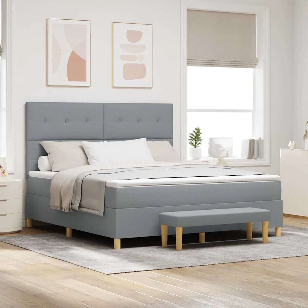 vidaXL Легло с пружинирана основа Светлосиво 200 x 180 cm текстил