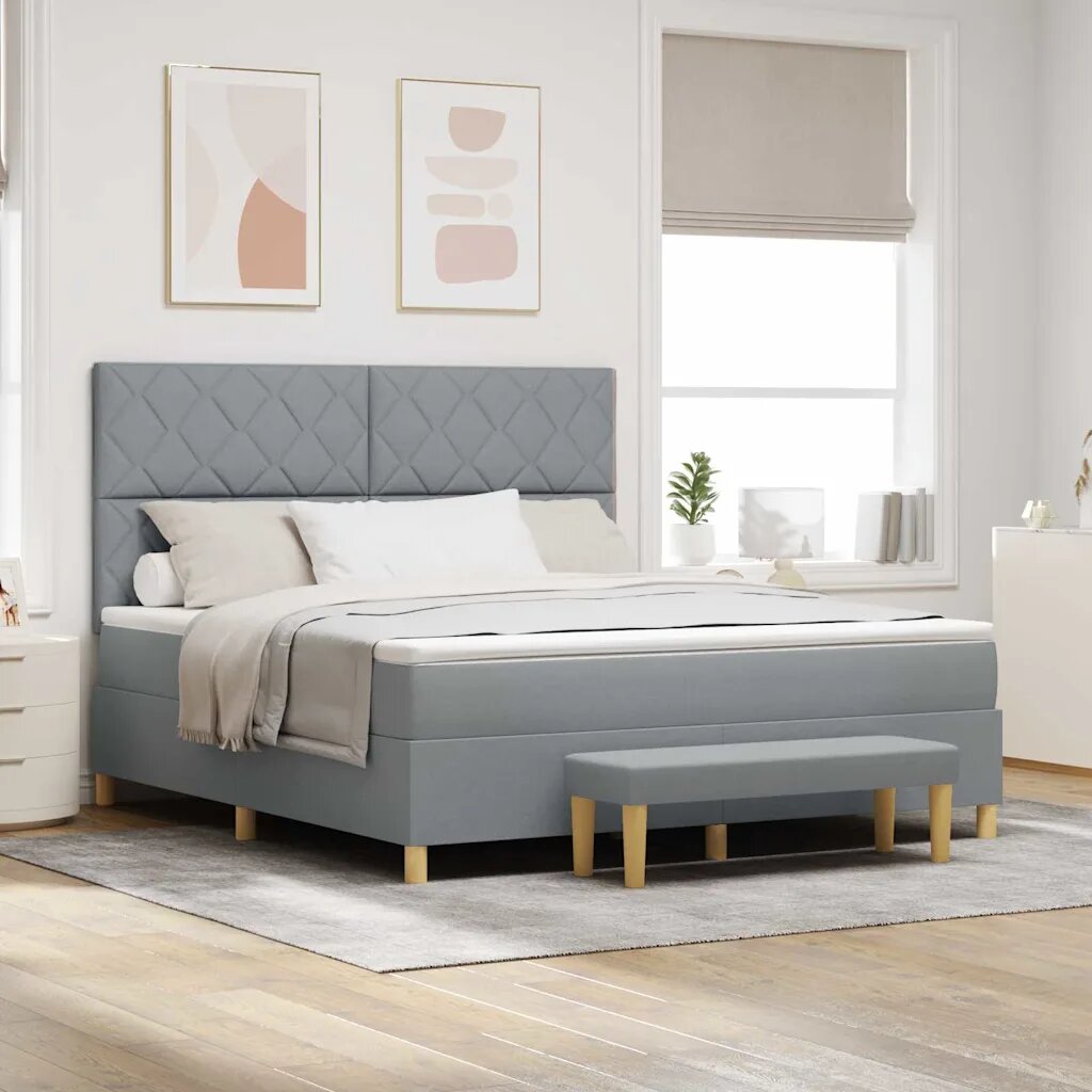 vidaXL Легло с пружинирана основа Светлосиво 200 x 180 cm текстил