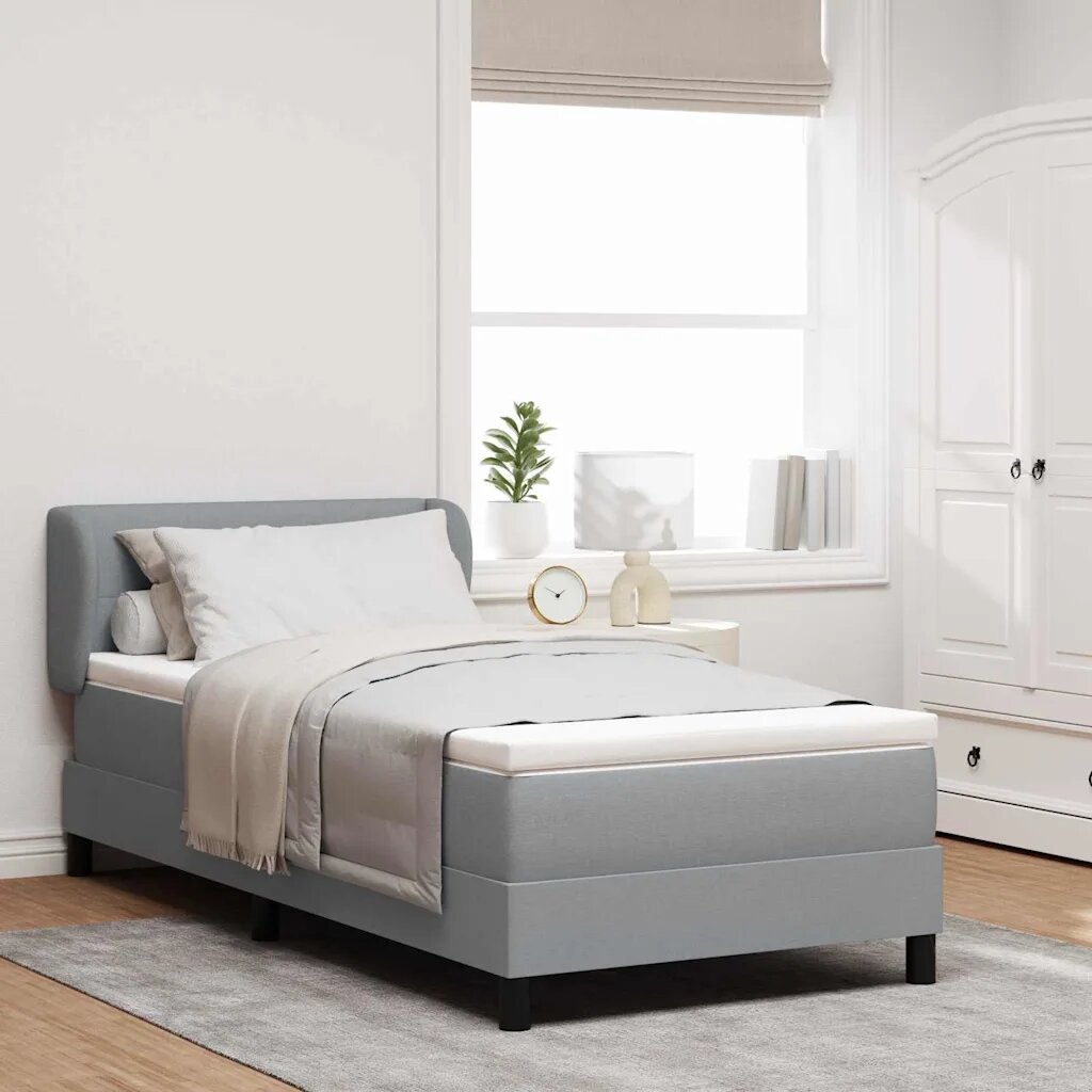 vidaXL Легло с пружинирана основа Светлосиво 90 x 190 cm текстил