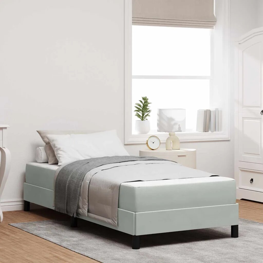 vidaXL Легло с пружинирана основа Светлосиво 90 x 190 cm текстил