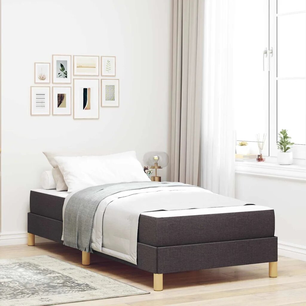vidaXL Легло с пружинирана основа Тъмен кафяв 100 x 200 cm текстил